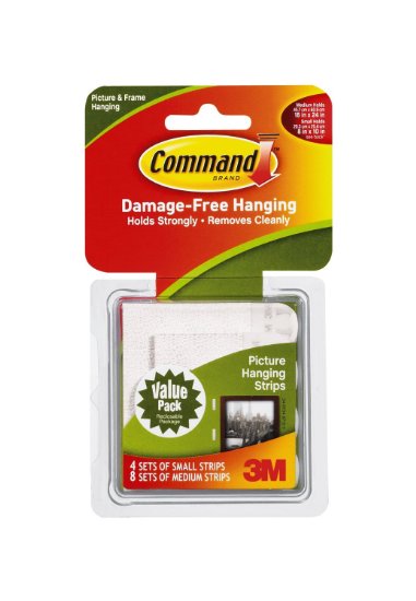 Command Picture Hanging Strips 12-Pack, 4-Small, 8-Medium Strip Value Pack