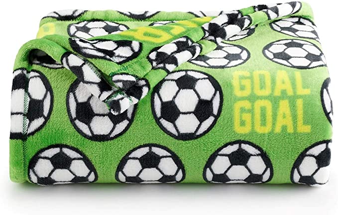The Big One Supersoft Plush Throws, Assorted Designs (Soccer-Green)