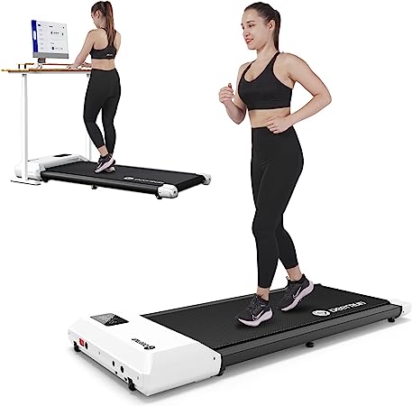 Walking Pad 2 in 1 Under Desk Treadmill, 2.5HP Low Noise Walking Pad Running Jogging Machine with Remote Control for Home Office, Lightweight Portable Desk Treadmill with Wheels & Installation Free