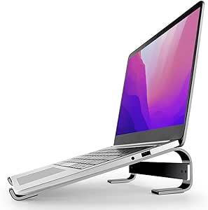 MMOBIEL Supporto PC Portatile - Supporto per Laptop da 10 a 18 Pollici - Supporto Ventilato per Laptop Universale da Scrivania Compatibile con MacBook, ASUS, Acer e Altro – Alluminio Nero