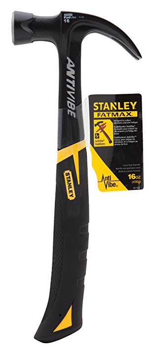 Stanley 51-162 16 oz FatMax Xtreme AntiVibe Curve Claw Nailing Hammer