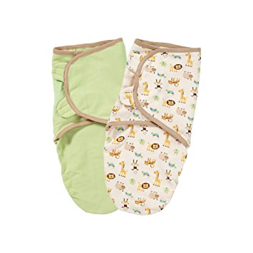 Summer Infant 2 Pack Organic Cotton Knit Swaddleme, Sage and Zoo