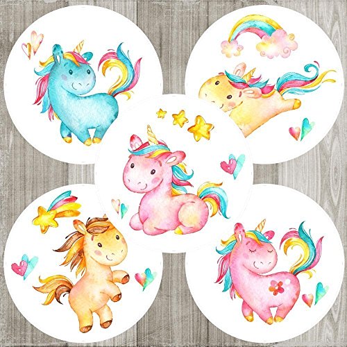 Unicorn Sticker Labels - Children Girl Birthday Baby Shower Party - Set of 50