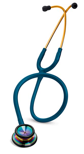 3M Littmann Classic II S.E. Stethoscope, Rainbow-Finish Chestpiece, Caribbean Blue Tube, 28 inch, 2823