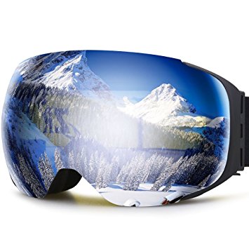 ZIONOR Lagopus X3 Snowmobile Snowboard Skate Ski Goggles with Wide Angle Panoramic Double Lens 100% UV Protection Anti-fog Unique Magnet Lens Change Design