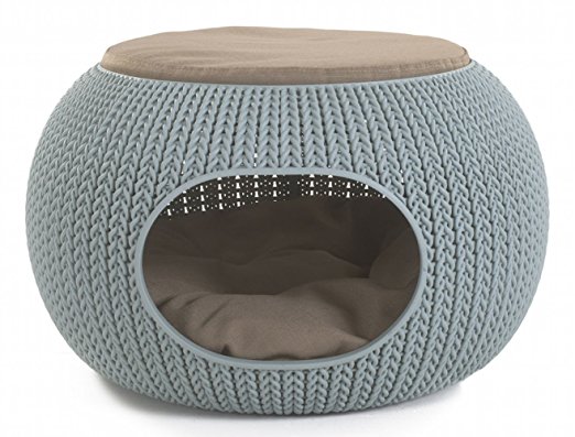 Keter 22.7 " x 22.3 " x 13 " KNIT Cozy Luxury Lounge Bed & Pet Home with Cushions, Small to Medium