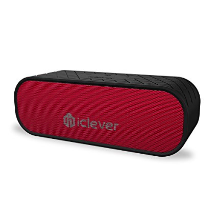 iClever BoostSound Bluetooth Speakers Portable Waterproof 20W (BTS05), IPX5 Water Resistant, 20W Wireless Speaker from Dual Passive Driver for Indoor Outdoor Use-Black, Red