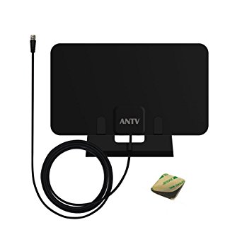 ANTV 25 Miles Indoor HDTV Antenna with 10ft High Performance Coaxial Cable, Ultra-Thin Antenna