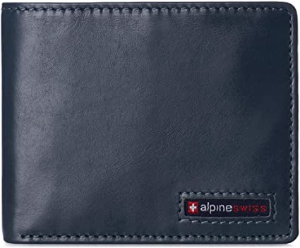 Alpine Swiss RFID Protected Mens Spencer Flip ID Leather Bifold Wallet Comes in Gift Box