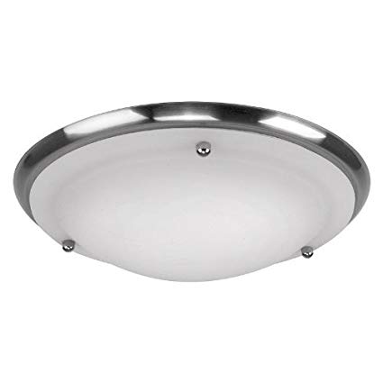 Trident Flush Ceiling Light, Brushed Chrome with Frosted Glass Shade