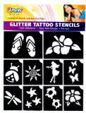 Glimmer Body Art Hibiscus Luau Glitter Tattoo Stencil Set