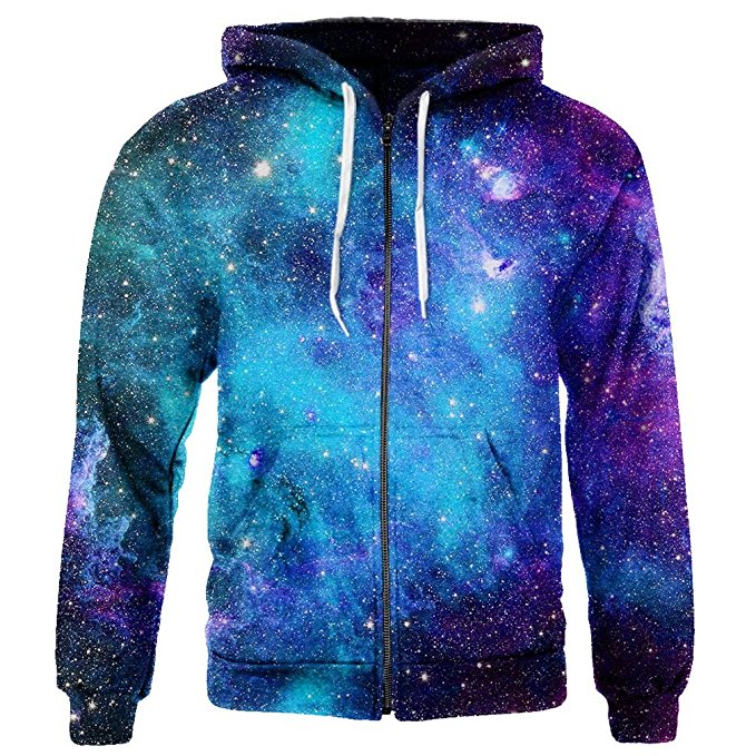 SAYM Unisex Zip Up Pullover Pockets Galaxy Jackets Sweatshirts Hoodies