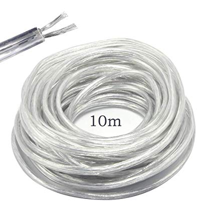 Electrical Wire / 2 Core Flat Transparent PVC Mains Electrical Cable Copper Wire High Temperature Resistance 2 x 0.75 mm² Power Cable Twin - 10 metre Cut Length Flexible Pond Cable