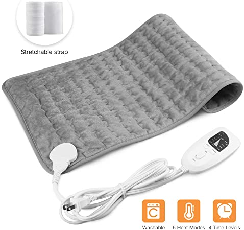 Heating Pad,Electric Heating Pad 12"x24",Machine Washable Large Heating Pads for Back Pain Heat Pad Moist Heating Pad with Timer,6 Temperature Settings Heated Pad for Neck,Shoulder,Elbow