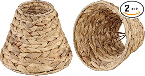 Aspen Creative 51004-2, Empire Clip-On Chandelier Lamp Shade, Water Hyacinth, 3" Top X 6" Bottom X 4 3/4" Slant Height, Set of 2