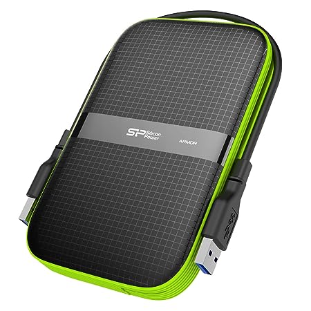 Silicon Power Armor A60 2TB Rugged External Hard Drive, Military-Grade Shockproof Water-Resistant USB 3.0 Portable HDD, Green