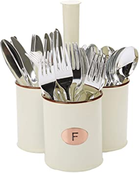 Mind Reader WHUTE3-WHT, Cutlery, Silverware Organizer, Utensil Caddy, Multi-Purpose Holder, Silver, White Rose