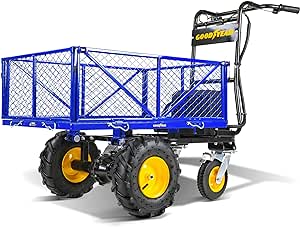 Goodyear Utility Service Cart Power Wagon Wheelbarrow Electric 48V DC Li-Ion Powered 660Lbs Load and 1000Lbs  Hauling Capacity Farm and Garden All Purpose Modular Cargo Bed