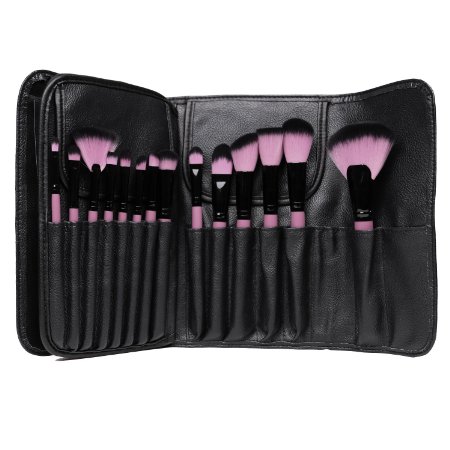 Limited Time Deals Docolor 22Pcs Makeup Brushes Set Foundation Eyeshadow Kits with Cases-Pink