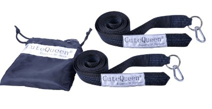 Cutequeen Trading Hammock Tree Straps KIT Include 2pcs 10 Feets Durable Polyester Webbing Straps 2 Metal Carabiner Hooks and One Carry Bagexcellent Tree Strapping for Slings and Swings Can Prevents Injury to Trees