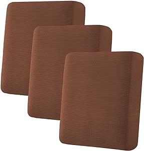 H.VERSAILTEX Super Stretch Individual Seat Cushion Covers Sofa Covers Couch Cushion Covers Slipcover Sets Thick Jacquard Textured Twill Fabric (3 Piece Sofa Cushion Covers, Caramel)