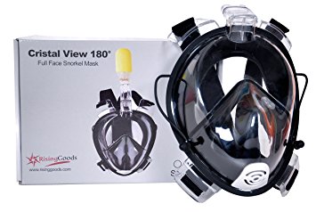 CrystalView 180° Panoramic Full Face Snorkel Mask - Free Breathing Design & Anti-Fog Glass