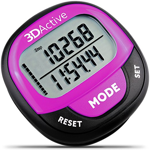 3DActive 3D Pedometer PDA-100| Best Pedometer for Walking with 30-Days Memory. Accurate Step Counter, Calorie Counter, Distance Miles/Km & Daily Target Monitor. Fitness Tracker for Men & Women