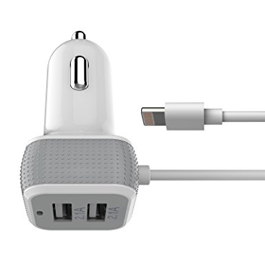 ✓ LIMITED TIME SALE ✓ Mini High Power Dual Port USB Charger w/ 3 Feet Lightning Cable for iPad / iPhone - Säkra 6.6A 33W [ WHITE ] - MFi Apple Certified - Optimizes Charge & Prevents Overheating