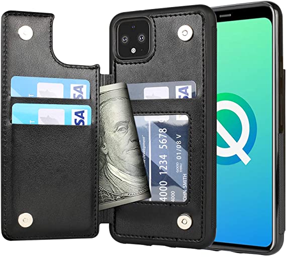 Arae Case for Google Pixel 4XL - Wallet Case with PU Leather Credit Card Holder Pockets Back Flip Cover for Google Pixel 4XL - Black