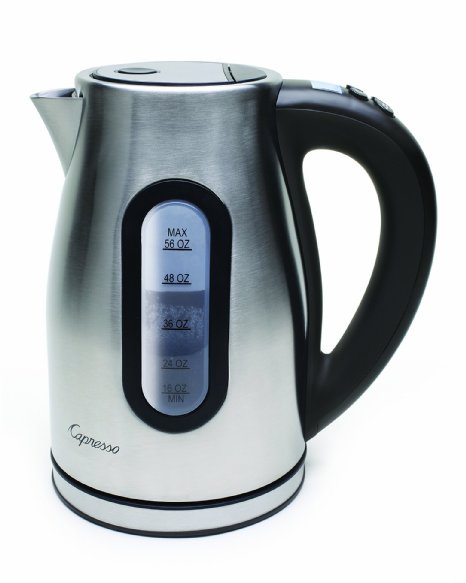 Capresso 27604 H2O Pro Programmable Cordless Water Kettle Brushed Stainless Steel