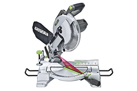 Genesis GMS1015LC 15-Amp 10-Inch Compound Miter Saw with Laser Guide and 9 Positive Miter Stops