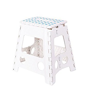 KARMAS PRODUCTS Super Strong Folding Step Stool 15 In Portable Carrying Handle for Adults and Kids.Great for Kitchen White