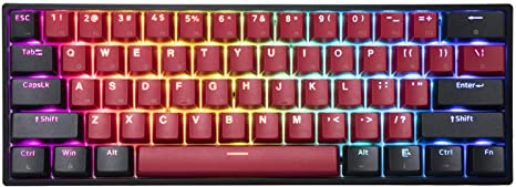 EPOMAKER SKYLOONG SK61 60% Hot Swappable RGB Mechanical Gaming Keyboard, Programmable NKRO with Shine Through PBT Keycaps, IP6X Waterproof, for Win Mac Gamer (Gateron Mechanical Brown, Wine Red)