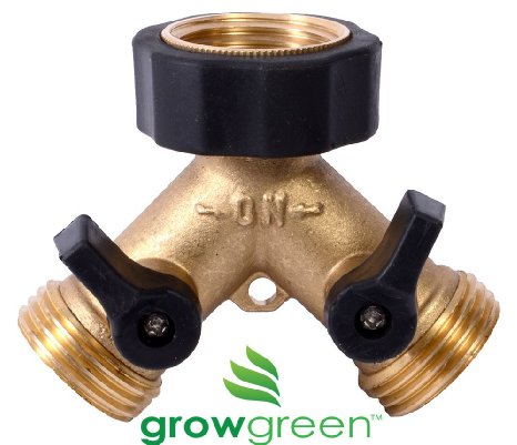 Garden Hose Splitter 2 Way Solid Brass Y Valve Garden Hose Connector - Heavy Duty  Durable Garden hose y splitter - No More Swapping Hoses Constantly
