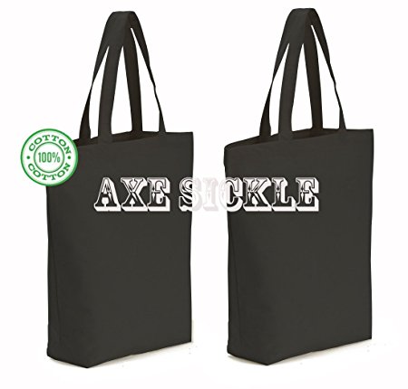 AxeSickle (3 per pack) 12oz Heavy Canvas tote bag 15.9" W X 15.9" H X 3.8" Bottom Gusset,Tote shopping bag,Washable grocery tote bag, Craft canvas bag.(black)