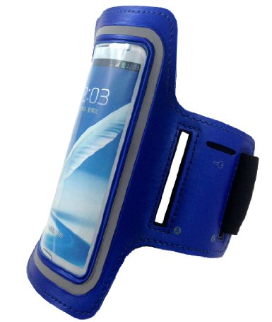 Samsung Galaxy Note 4, Note 3, and Note 2 Neoprene Cell Phone Arm Band for Running, Walking, Hiking, and Other Exercise and Sports Activities by ASCT (Blue)