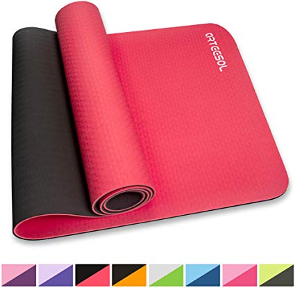 Exercise Mat arteesol 1/4-Inch Thick Large Yoga Mat Non-Slip Eco Friendly Fitness Mat with Carry Strap Premium for Pilates Fitness Workout Gymnastics 72'' x 24'' (183 cm x 61 cm x 6 mm)