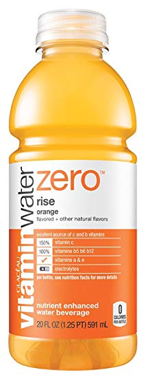 Glaceau Vitamin Water Nutrient Enhanced Water Beverage ZERO, Rise Orange, 20 oz (Pack of 24)