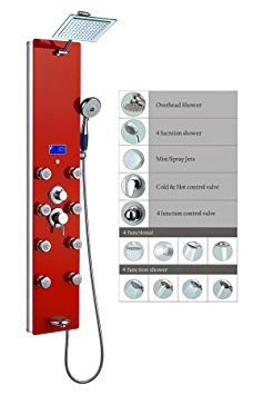 Blue Ocean 52” Aluminum SPA392R Shower Panel Tower with Rainfall Shower Head, 8 Multi-functional Nozzles