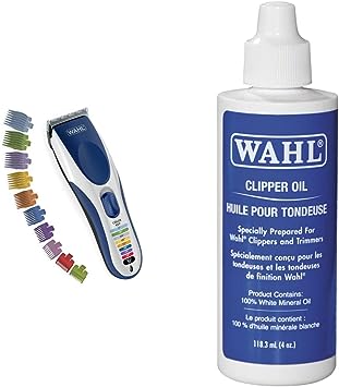 Wahl Clipper Color Pro Cordless Rechargeable Hair Clippers & Professional Clipper Oil #53315 Lubricates Blades, 118.3 ml (Pack of 1)