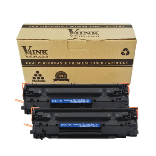 V4INK® Compatible Hewlett Packard CE278A (HP 78A) Canon 128 Toner Cartridge for HP LaserJet P1606dn P1566 P1560 M1536dnf P1600 printer, Canon imageclass D550, Canon imageclass laser printer MF4770n canon MF4450 MF4890DW 4550 4570, Canon fax l190 (Black, 2-Pack)