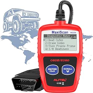 Autel MaxiScan MS309 OBD2 Code Reader, Check Engine Fault, Check Emission Monitor Status, Clear Codes, View Freeze Frame Data, CAN Diagnostic Scan Tool for All OBD II Protocol Vehicles After 1996