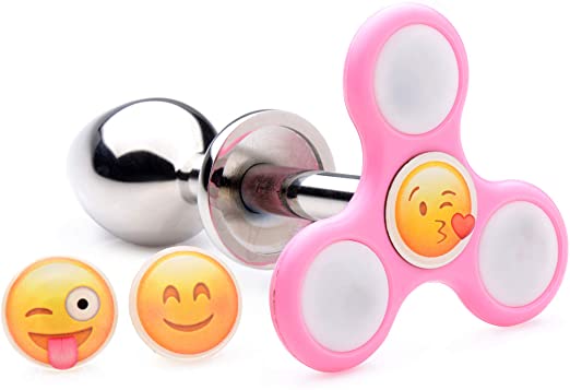 Light Up Fidget Spinner Butt Plug with Emojis