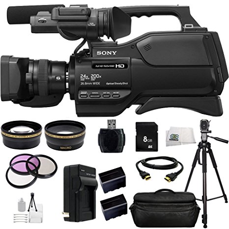 Sony HXR-MC2500 HXRMC2500 Shoulder Mount AVCHD Camcorder with 3-Inch LCD (Black)   Huge SSE Accessories Bundle Including .43x Wide Angle Lens, 2.2x Telephoto Lens, 3 Piece Multi-Coated Filter Kit, 8GB SD Memory Card, USB Memory Card Reader, HDMI Cable, 2 Extended Life Replacement Batteries, Rapid Travel Charger, Waterproof Carrying Case, 72 Inch PRO Tripod and Cleaning Kit