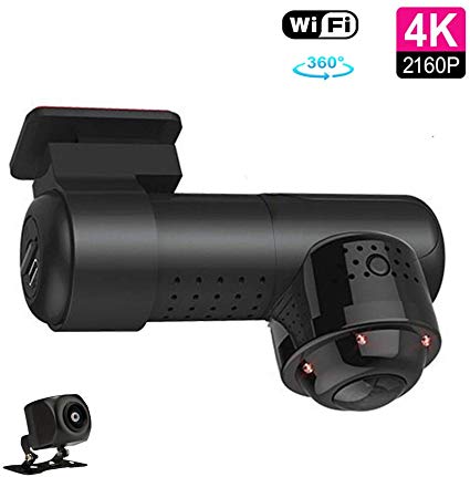 podofo Dual Dash Cam 1080P Full HD Front and Rear Camera for Car with 360°Wide Vision Car Driving Recorder Support WiFi, Sony Sensor, Voice Control, IR Night Vision, G Sensor, 24hr Parking Mode, Loop