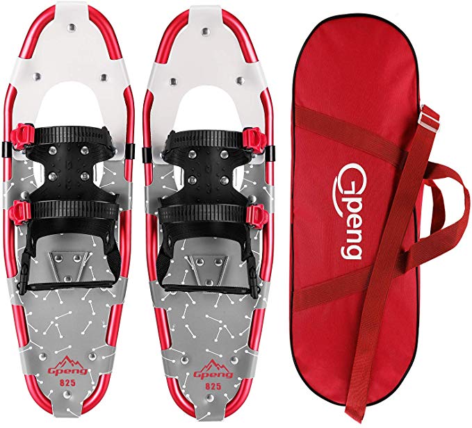 Gpeng Snowshoes for Men and Women, Lightweight Aluminum Alloy All Terrain Snow Shoes with Adjustable Ratchet Bindings with Carrying Tote Bag,14"/21"/ 25"/27"/ 30"