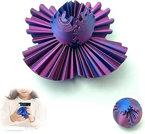 Gear Ball 3D Printed Gear Ball Spin Ball OR Cube Fidget Toy - Perfect for Stress and Anxiety Relaxing fidget Toy, Desk Toy - Ideal for Sensory Needs and Autism (Red Blue)