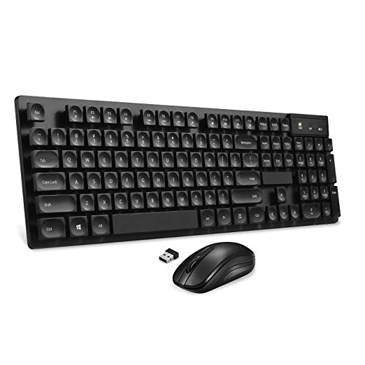 TOPELEK Upgraded Wireless Keyboard and Mouse Combo, Water-Dropping Keycaps Design, 104 Full Size Keyboard and Mute Mouse with 32ft Wireless Connection, USB Receiver, Supports Windows XP/VISTA/7/8/10