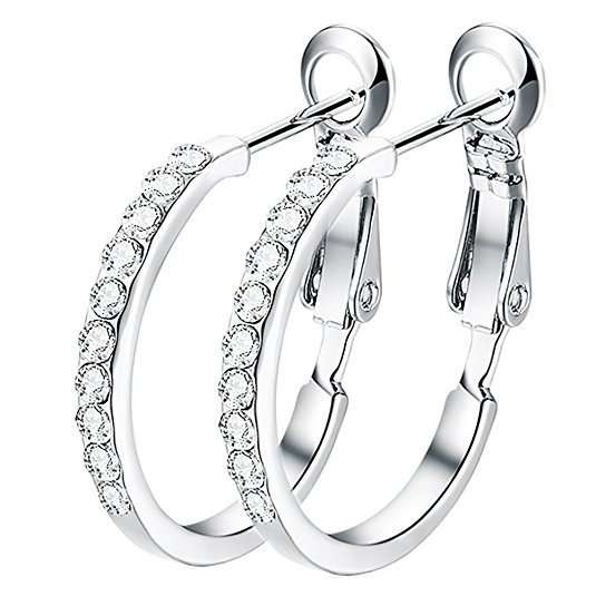 Women's Stainless Steel Pierced Hoop Earrings Cubic Zirconia For Teen Girls