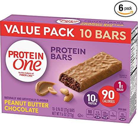 Protein One 90 Calorie Protein Bars, Peanut Butter Chocolate, 10 Count, (Pack of 6)